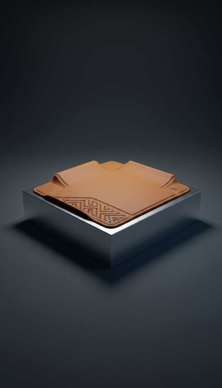 Caramel Leather Plush Carpet Mat